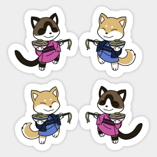 Neko and Inu Noodles Sticker